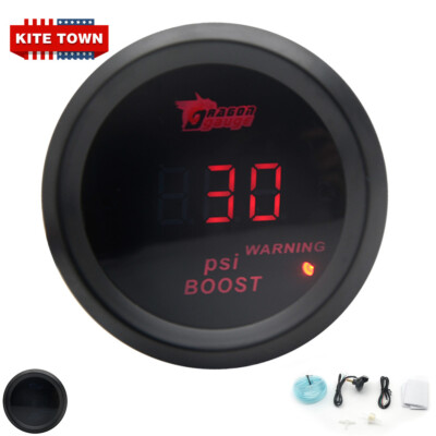 2'' 52mm Red Digital LED Elec 30 PSI Turbo Boost Gauge Boat Car AUTO 0~15V US