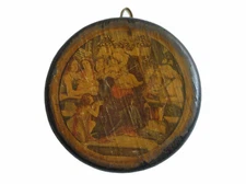 ANTIQUE VINTAGE  ITALIAN WOOD PANEL MADONNA WITH CHILD