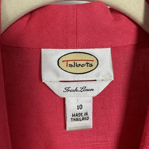 Talbots Womens Blazer Irish Linen Pink Button Up 3/4 Sleeve Size 10 - Picture 5 of 11