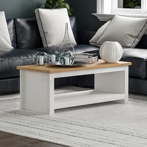 SALE Coffee Table 1 Shelf Wooden MDF Storage Modern Living Room Furniture White