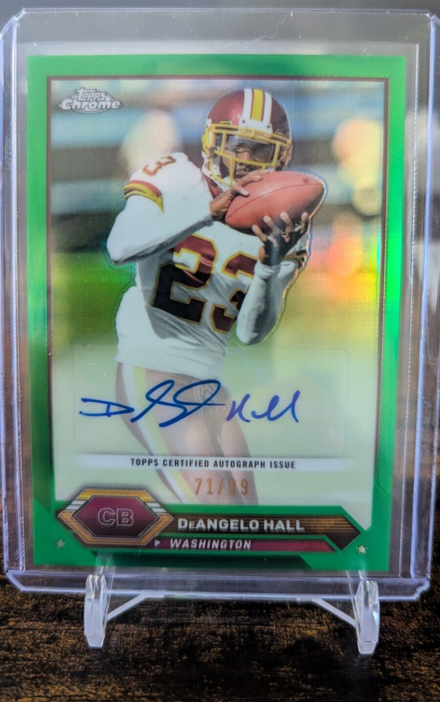 2023 Topps Composite Chrome DeAngelo Hall Auto Green Refractor /99 Commanders