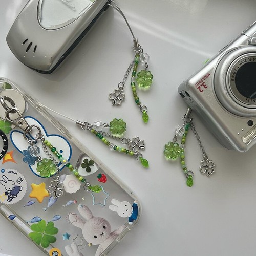 Ręcznie robiony łańcuszek telefoniczny z koralików Lucky Four List Clovers Łańcuszek telefoniczny Kolorowy klucz GF - Zdjęcie 4 z 8