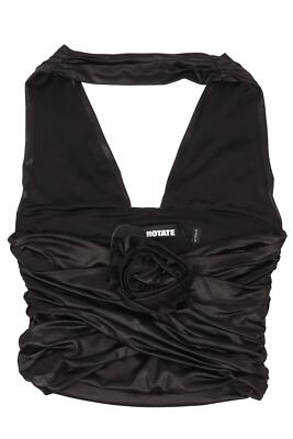 ROTATE BIRGER CHRISTENSON SCHWARZ BESCHNITTENES TRIKOT TOP UK 4
