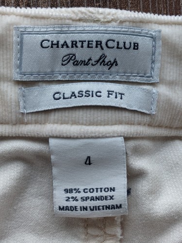 NEU Charter Club 4 gerade Cord 29x31 Bauch abnehmen klassische Passform cremefarbene Hose - Bild 10 von 16