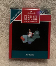 1990 Hallmark Keepsake Air Santa - Santa In Airplane Miniature Ornament - NIB