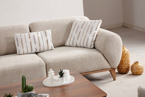 Sitzgruppe/Sofa Set - Wohnzimmergarnitur "Moonflower" 3+2+1 - Beige - Bild 6 von 12