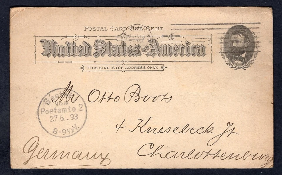 USA New York 1893 Peck & Snyder Sporting Goods Postal Card to Germany. Baseball - Image 2 of 3