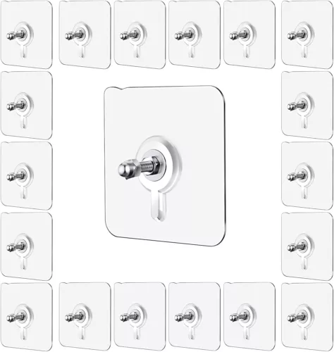 20 Stück Klebe Schrauben,Transparenter Wasserdicht Wandhaken,Stanzfreier Schraub - Bild 1 von 12