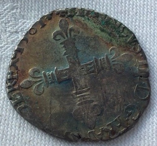 MONNAIE ROYALE FRANçAISE EN ARGENT QUART D ECU HENRI III 1581 RENNES - Picture 2 of 3