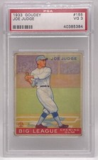 1933 Goudey #155 Joe Judge Rookie Card PSA 3 VG