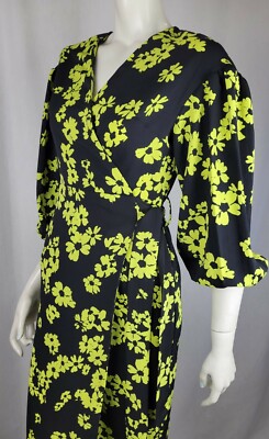 Topshop Floral Black Lime Green Wrap Midi Dress Sz 2 XS NWT | eBay Australia