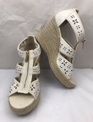 Michael Kors Wedge Sandals With Zipper MICHAEL KORS Cream Cutout