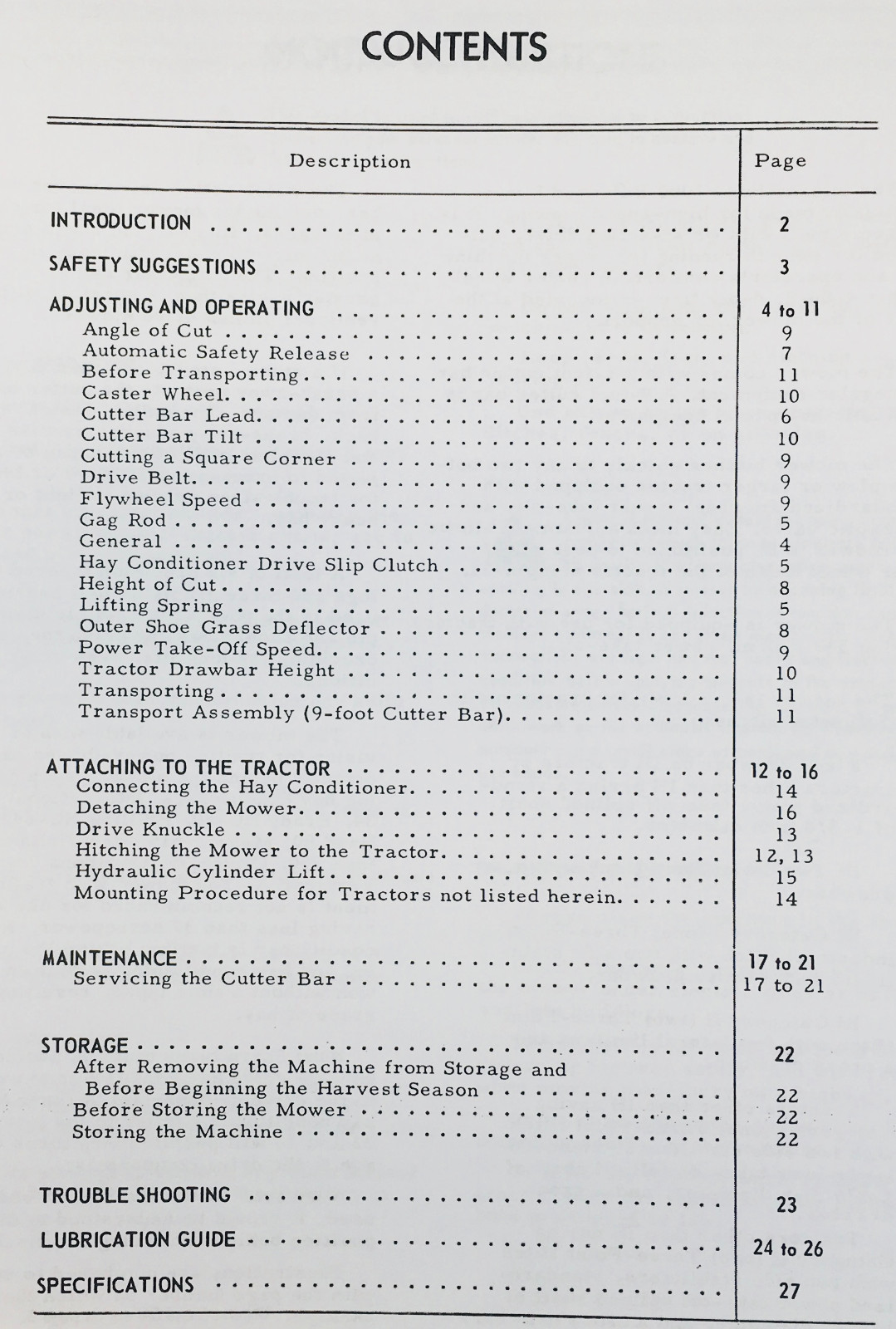 International Harvester 1000 Balanced Mower Operators Owners Manual