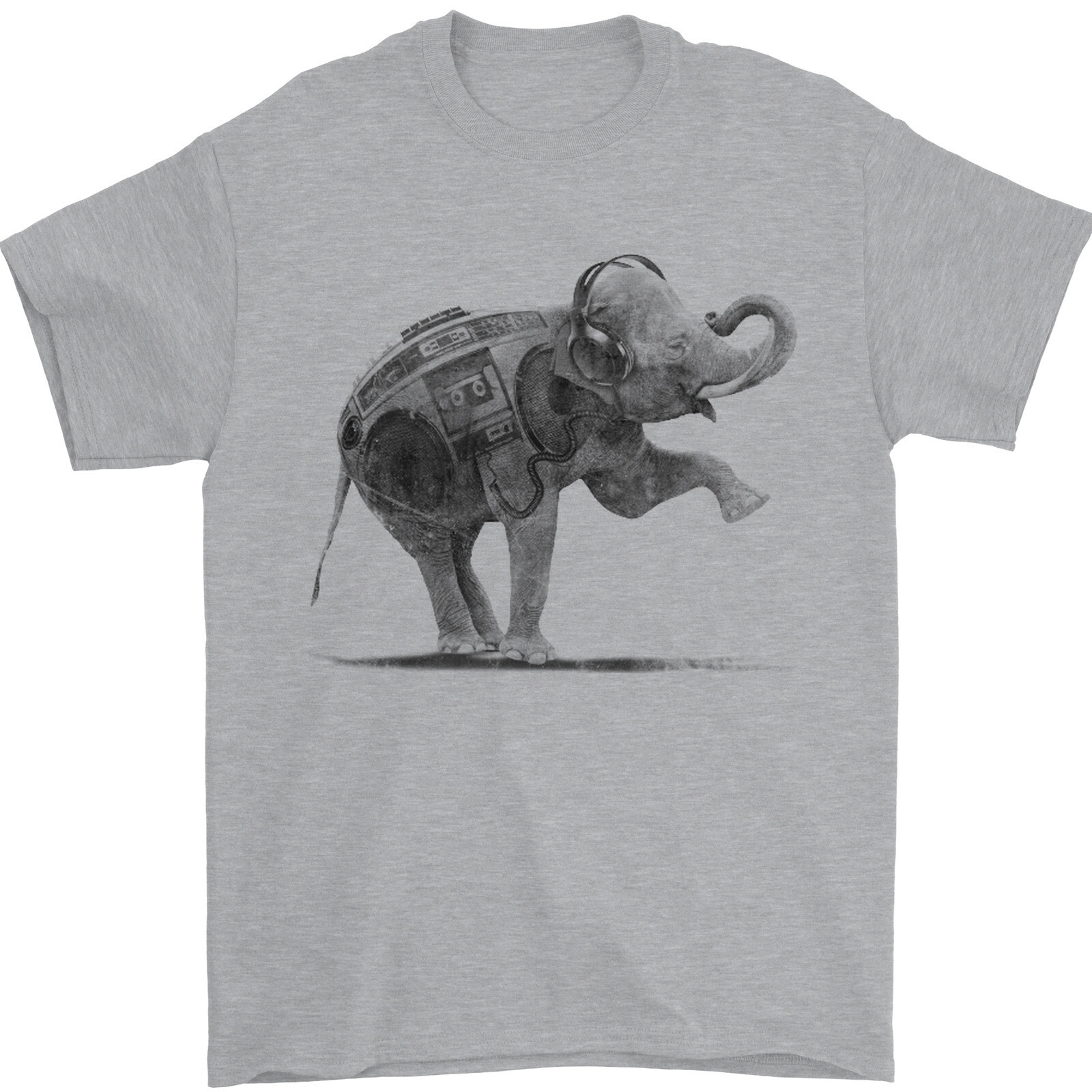 Baile Musical Elefante Ghetto Blaster Camiseta Hombre 100% de Algodón