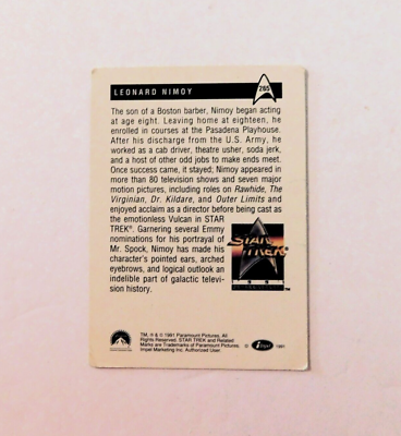 スタートレック　30周年記念切手　額装入り②　セントビンセント Star Trek Leonard Nimoy Spock Card #265 25th Anniversary