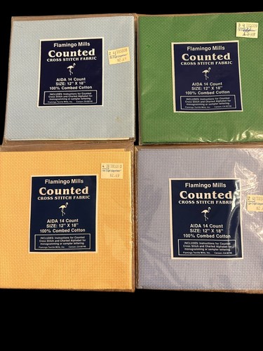 NEW 6 Flamingo Mills Counted Cross Stitch Fabric Aida 14 Count 12”x18” Cotton - Picture 4 of 5