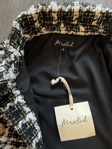 NWT White Black Plaid Tweed Shacket Size M - Picture 8 of 9