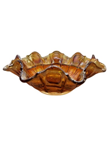 Vintage Gold Carnival Glass Ruffled Bowl Excellent Condition BEAUTIFUL - Picture 5 of 5