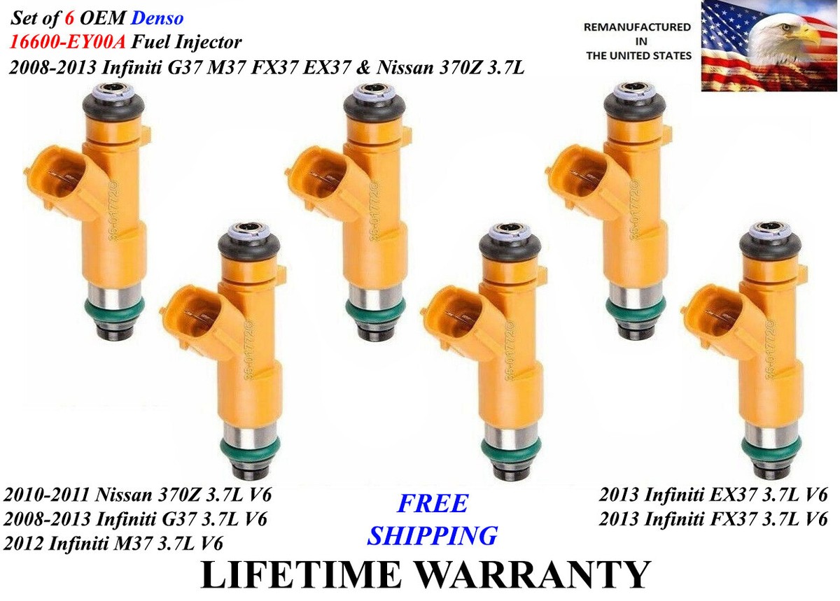 Genuine Denso 6x Fuel Injectors For Infiniti G37 M37 FX37 EX37