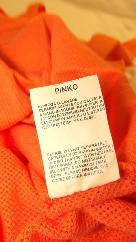 Pinko Womens Tank Top Jersey S Small Orange Wide Neck Round Cotton - Picture 6 of 6