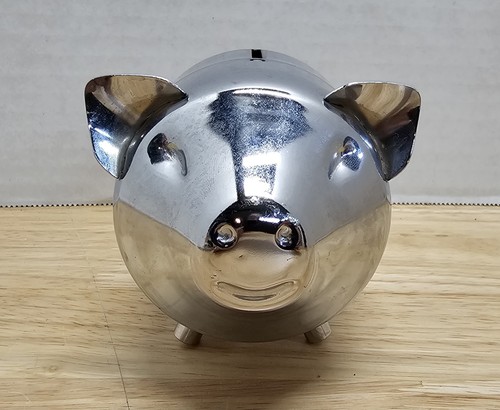 Vintage Chrome Finish Metal Piggy Bank (S) | eBay