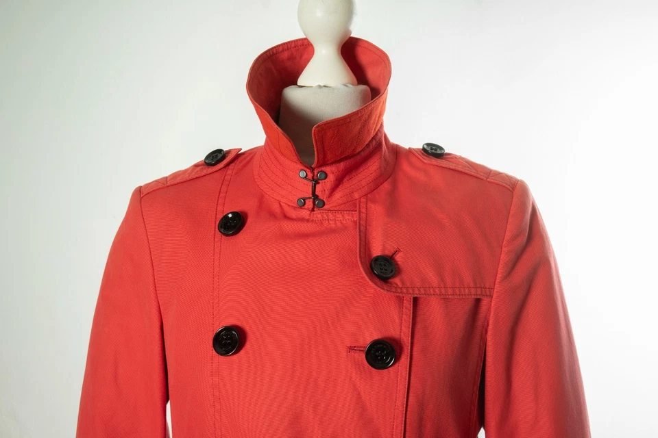 Chaqueta gabardina Burberry Brit doble botonadura roja rosa para mujer talla UK 10 US 8 Foto 2 de 4