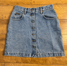 Vintage Y2K Calvin Klein Juniors Size 5 Blue A Line Button Down Jean Skirt