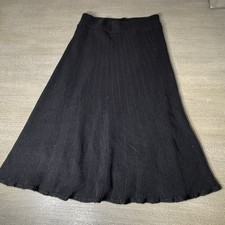 fabulous Womens Medium Wool Blend Black Knit Knee Length Skirt Lined