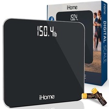 iHome Digital Bathroom Scale, 400 lb Capacity, Accurate to 0.1 lb