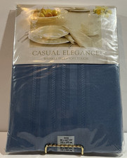 Bardwil Linens 100 Polyester Oval Tablecloth 60x102 Blue NOS
