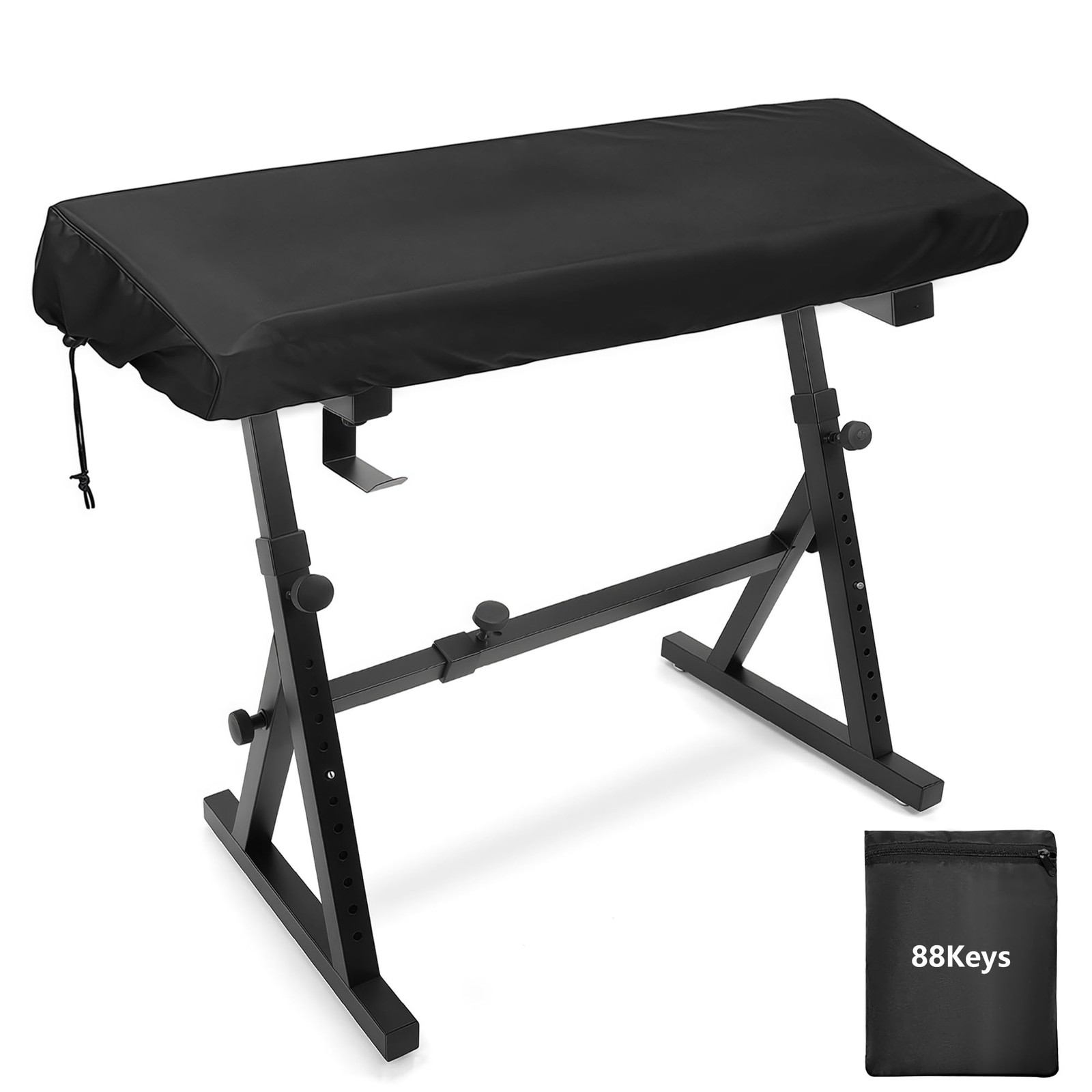 Housse de clavier de piano synthétique noir protection pluie et poussière avec sacoche