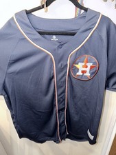 HOUSTON ASTROS Dynasty Series Baseball Jersey Sewn Sz. 2XL Blue Patch Star Logo