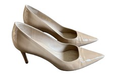 Stuart Weitzman Power 70mm Beige Nude Patent Leather Pump Heels Shoes Size 6.5B