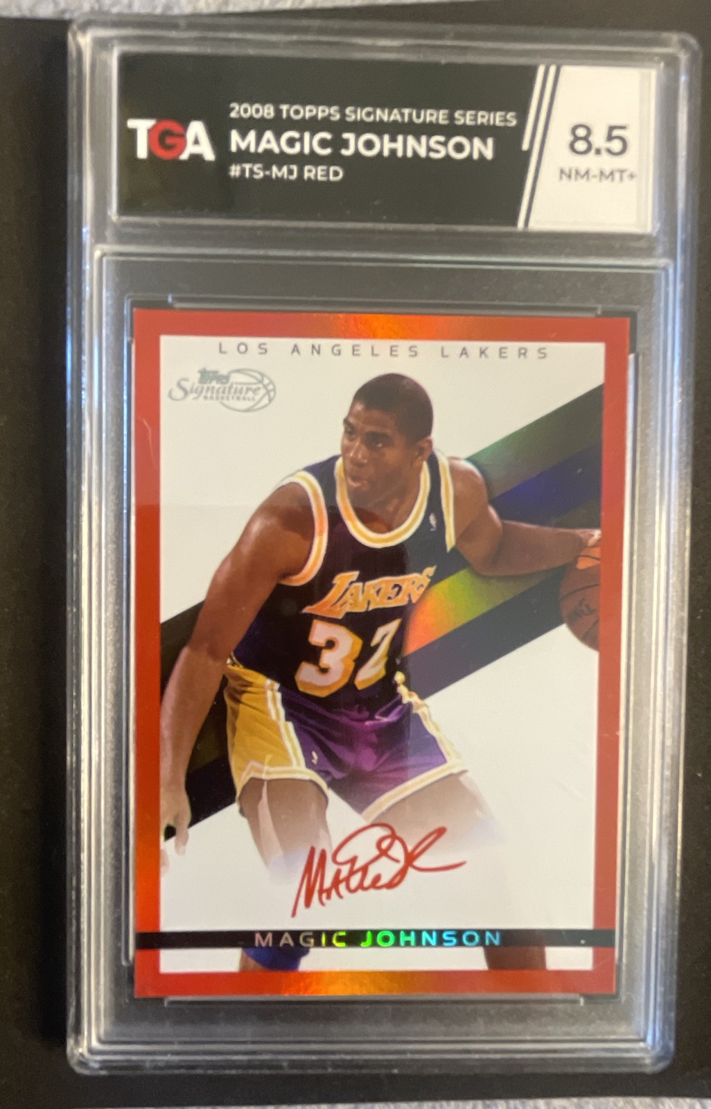 2008-09 Topps Signature - Magic Johnson #TS-MJ Red Foil Facsimile Signature /869