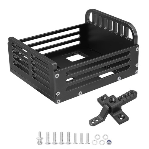 Metal Rear Bucket Carriage Trailer w/Hitch For 1/24 FMS FCX24 Power Wagon RC AAU - Imagen 6 de 10