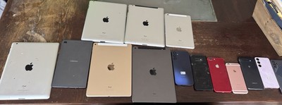 Lot  Of 14 Smart Devices 7 Tablets And 7 Smart  Phones For Parts Only