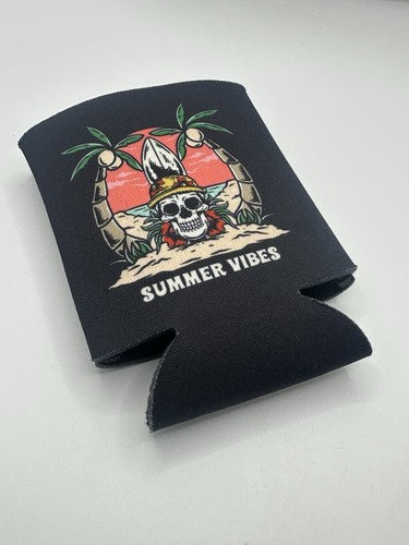 3x Skull Beer Can Cooler Sleeves Summer Vibes Skeleton Set Cloth Drink Holder - Picture 3 of 9
