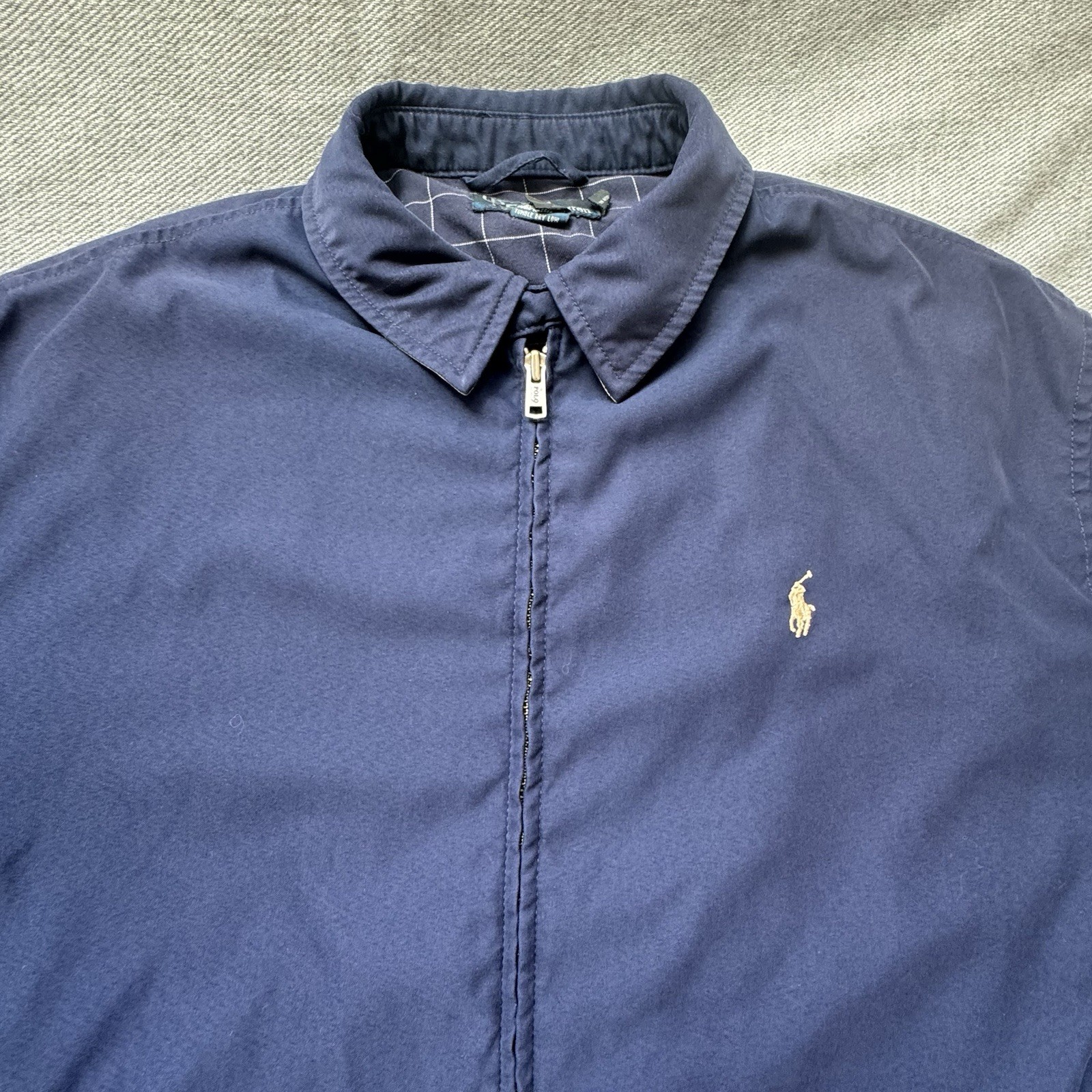 Giacca Vintage Polo Ralph Lauren Uomo Grande Blu Bomber Aviatore Pilota Pony Classico