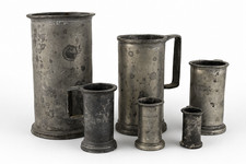 Lot De Mesures En Étain Françaises XIXe Siècle, Anciens Jauges En Pewter