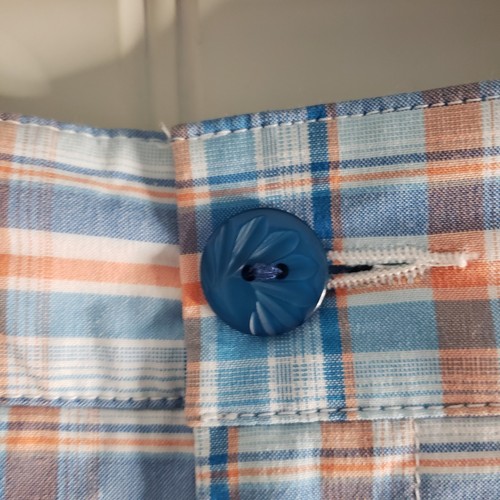 Women's Dockers Golf Shorts, Zip Pockets Size 10 Blue/Orange Plaid 8.5" Inseam - Picture 4 of 11