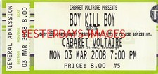 Boy Kill Boy Cabaret Voliaire Edinburgh 2008 Used Ticket Stub