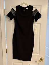 Calvin Klein Black Dress Size 4 Open Shoulder Cocktail Party New with tags
