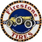 VINTAGE FIRESTONE TIRES PORCELAIN SIGN AUTO REPAIR GAS STATION MOTOR OIL PUMP