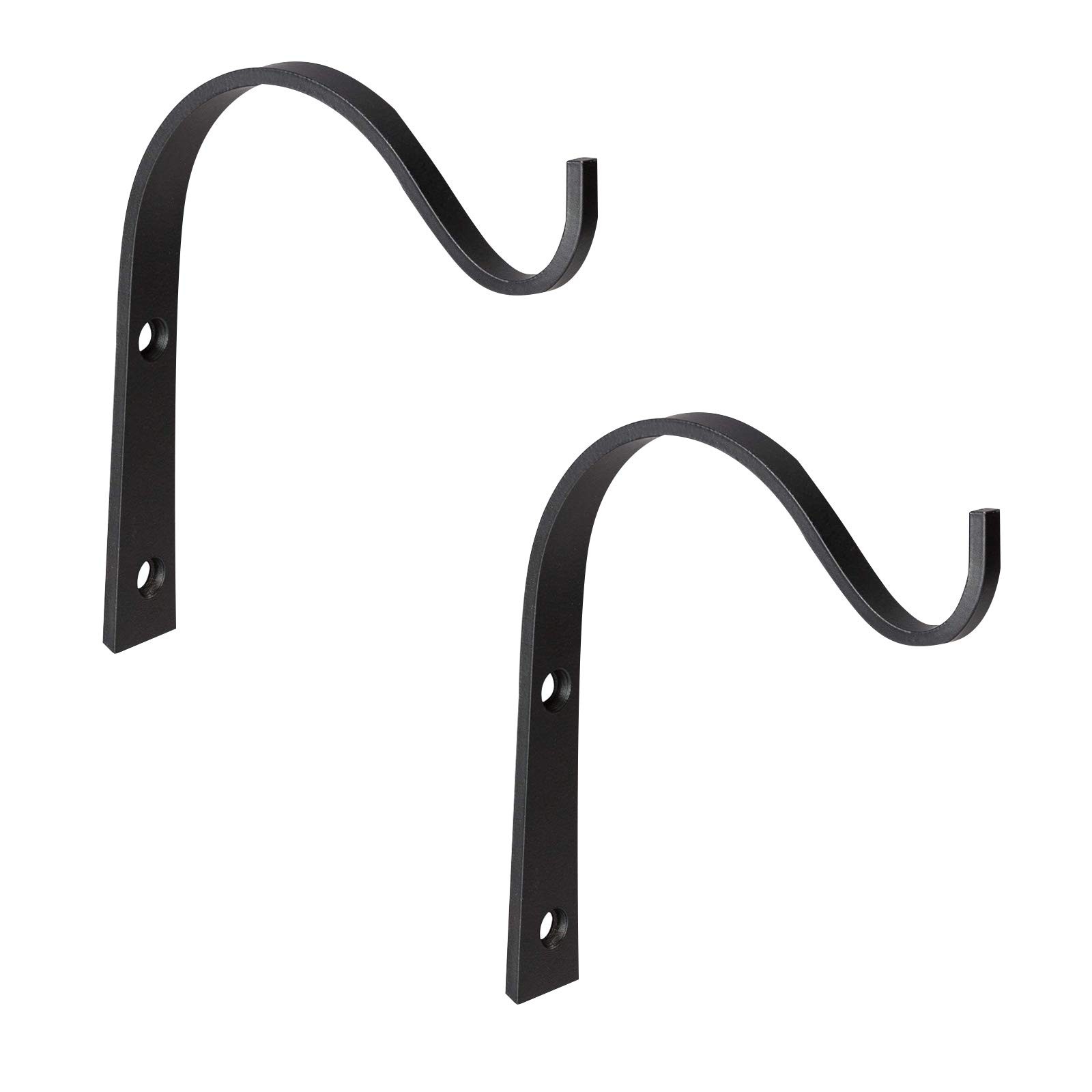 2x Small Wrought Iron Outdoor Wall Hooks for Baskets, Plants & Lights