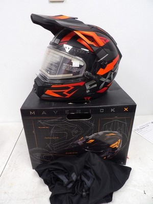 FXR Maverick X Electric Shield Snowmobile Helmet BlackOrange Size Medium