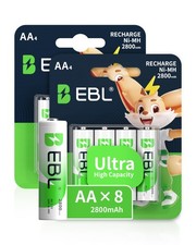 EBL AA Rechargeable Batteries (Retail Package), 1.2V 2800mAh AA Battery, 8 16.54 per battery