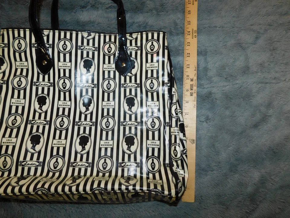 Bolso de Mano Lulu Guinness Negro y Marfil-Blanco London Silhouette, Cartera Grande Foto 4 de 4