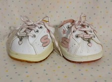 Build a Bear Workshop Pink White Heart Skechers Sneakers Shoes Yellowing Fading