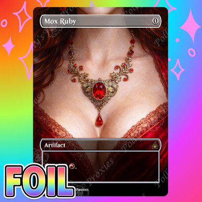 Mox Ruby FOIL Proxy Card with Custom Fantasy Necklace Art Design