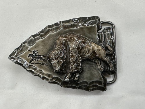 Vintage 1988 Siskiyou Buckle Co Buffalo Arrowhead Belt Buckle USA Made Pewter